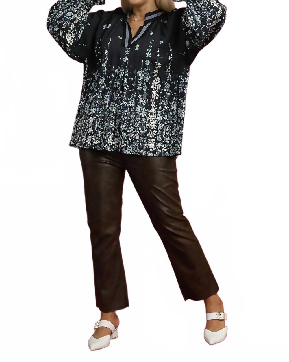 NEW UMGEE floral vine print blouse - plus in black